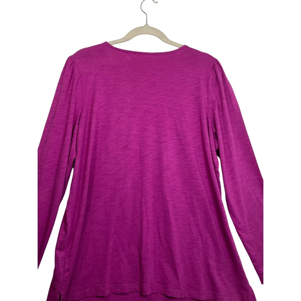 Belle by Kim Gravel XL Magenta Tie Neck Slub Knit Tunic Top Modal Cotton - Picture 6 of 14